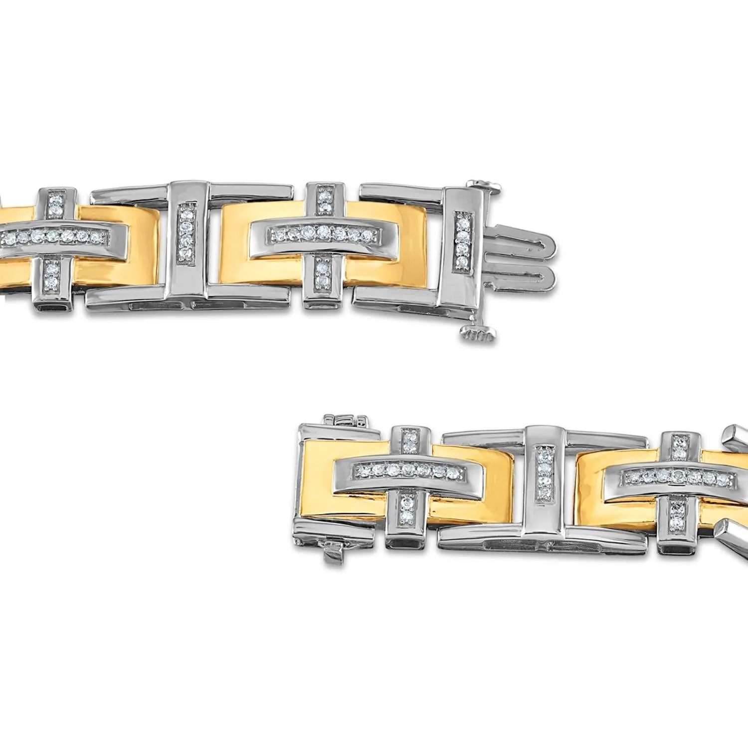 1 CTW Diamond Fashion 8.5-inch Bracelet in Two-Tone Sterling Silver