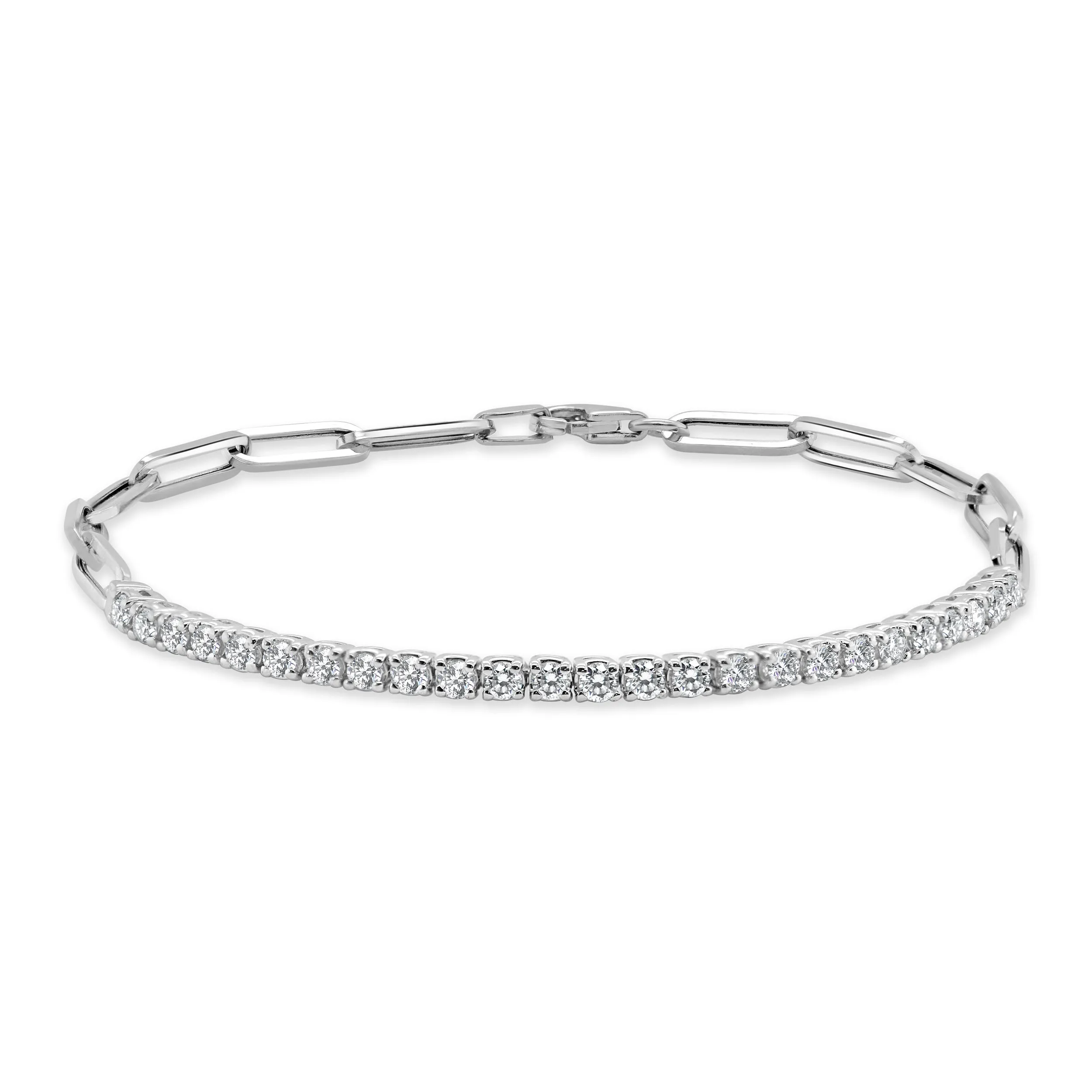 14k Gold & Diamond Paperclip Link Bracelet - 1.00ct