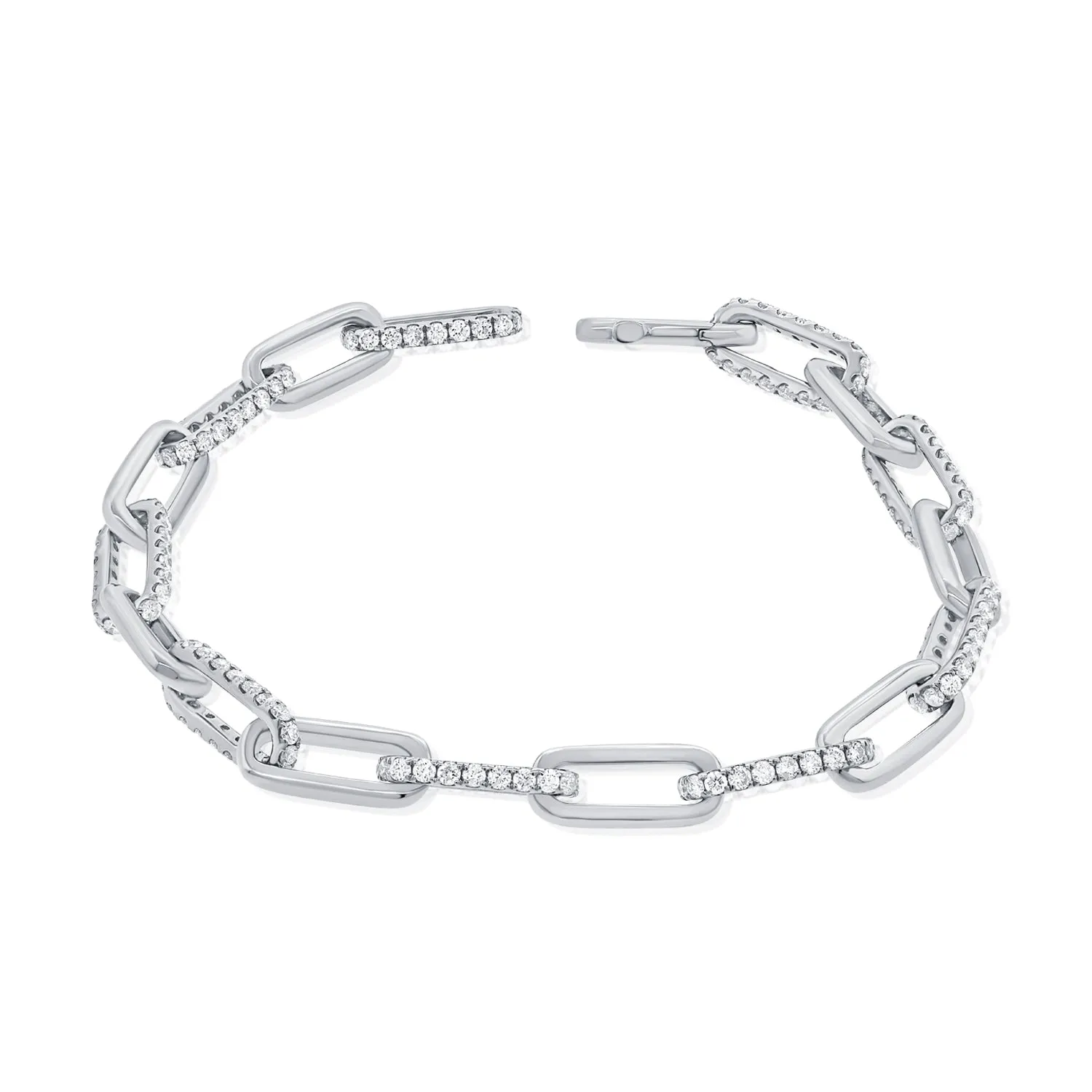 14k Gold & Diamond Paperclip Link Bracelet - 2.24ct
