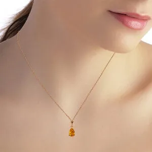 1.5 Carat 14K Solid Rose Gold Pear Citrine Necklace