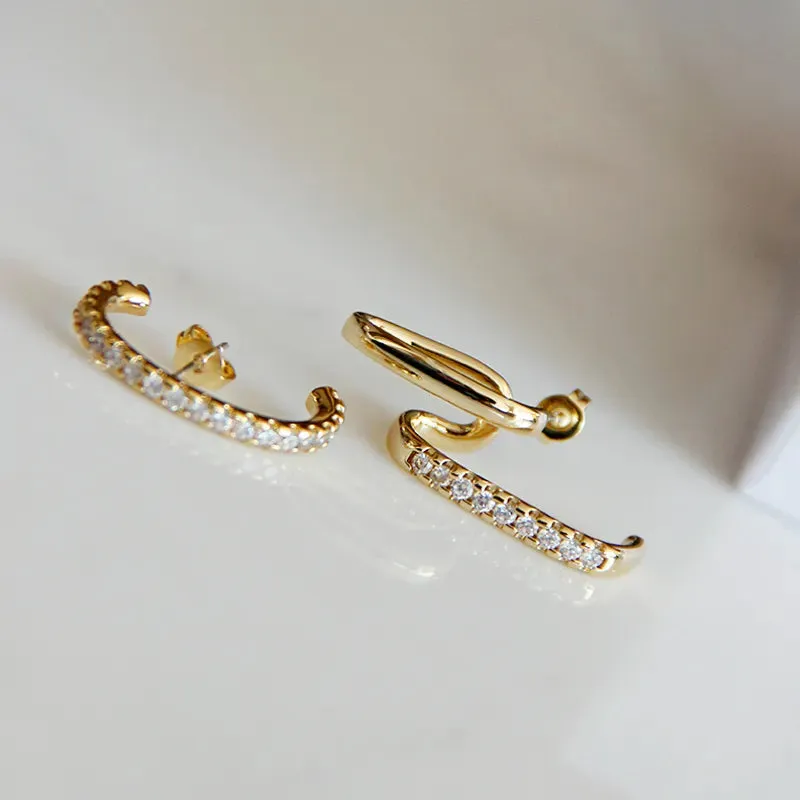 18K Gold-Filled Suspender Zircon Studs - Ear Cuffs - Stud Earrings For Women