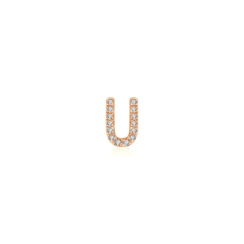 18k Gold Initial Letter "U" Diamond Pendant