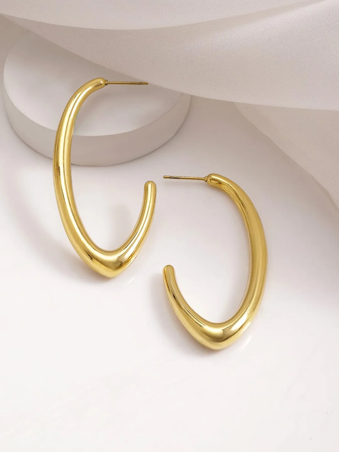 18KT Gold Plated Stainles Steel  Tarnish Free Waterproof Demi-Fine Hoop  Earrings