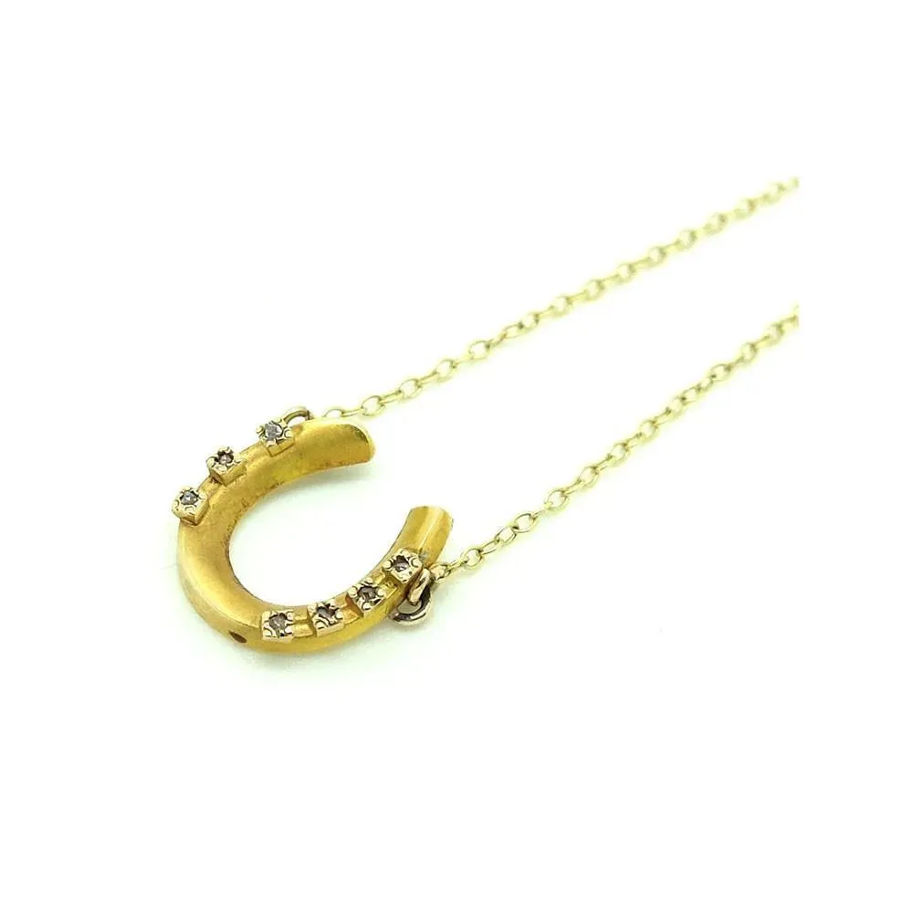 Antique Victorian Diamond 15ct Gold Horseshoe Conversion Necklace