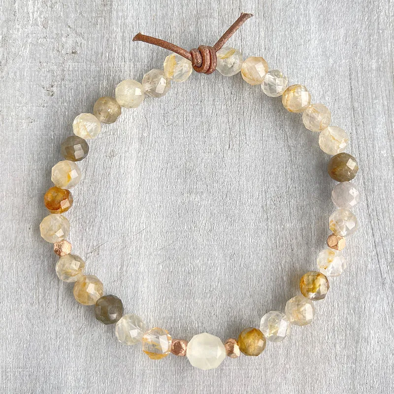 Be Kind Mini Bracelet - Golden Phantom Quartz & Moonstone | A Meaningful Everyday Bracelet