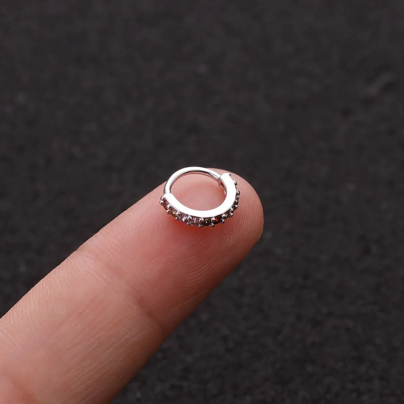 Colored zircon ear bone ring round