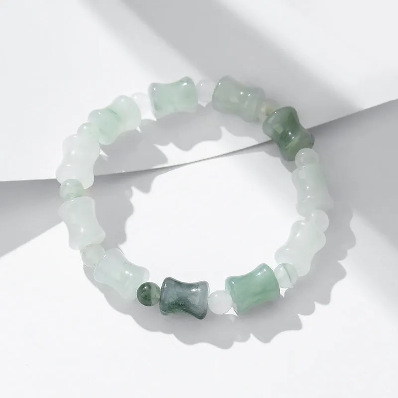Elegant Vintage Tian Shan Cui Natural Jade Marrow Bracelet