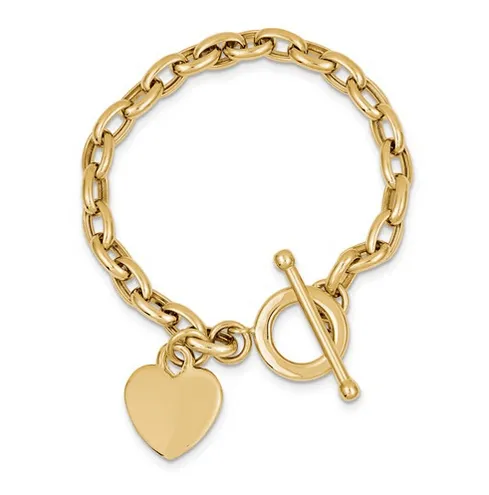 Gold Engravable Heart Toggle Bracelet