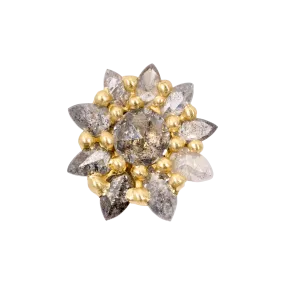 Grey Diamond Daisy Stud Earring - 11693