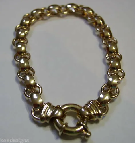 Kaedesigns Genuine New 20cm 9ct Yellow, Rose or White Gold Solid Square Oval Belcher Bracelet