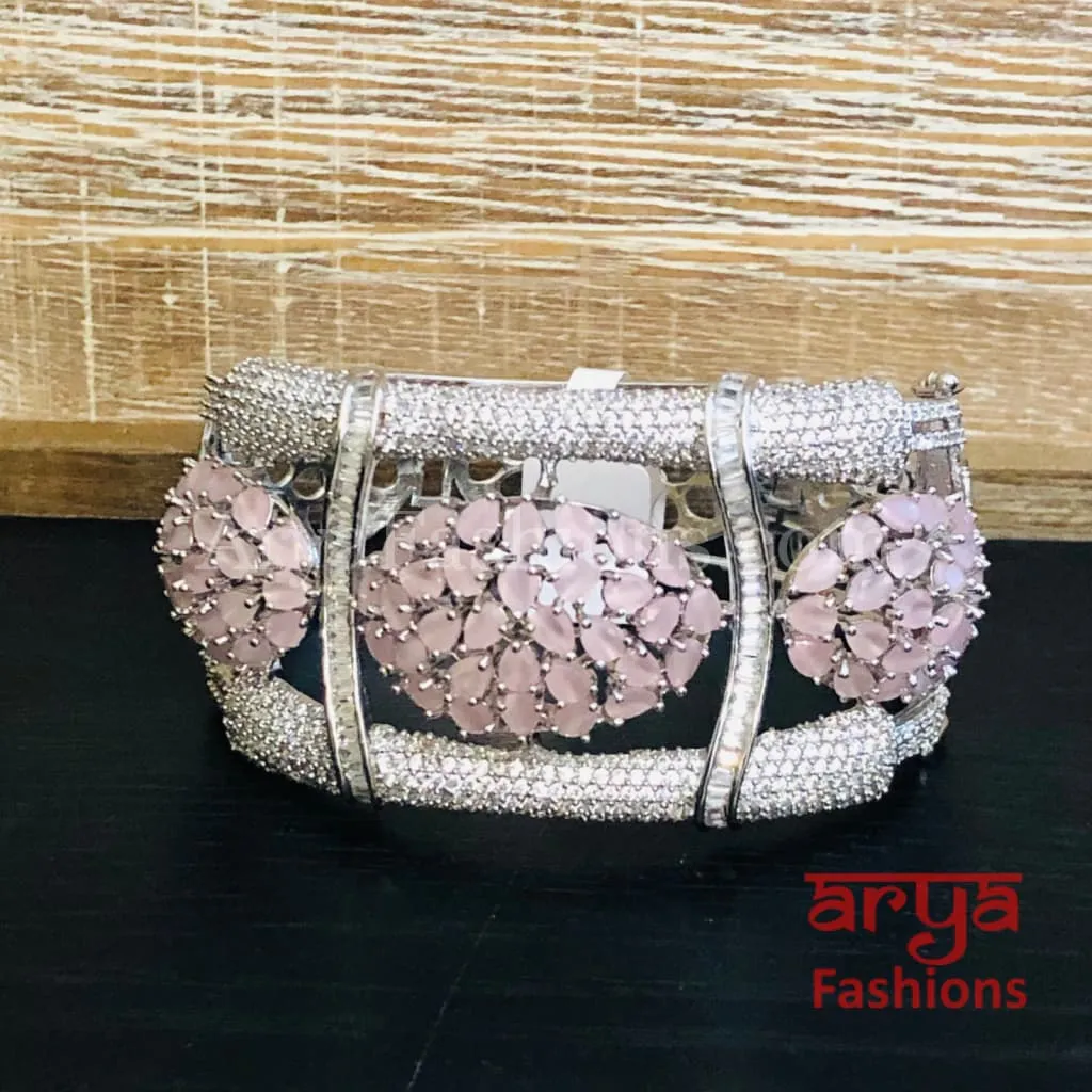 Lisha CZ Designer Bracelet, Baby Pink, Silver, Mint Green Cocktail Bracelet