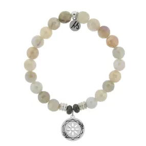 Moonstone Stone Bracelet with Thank You Sterling Silver Charm