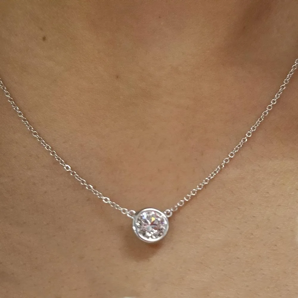 Prong or Bezel Set Diamond Solitaire Pendant GIA Certified