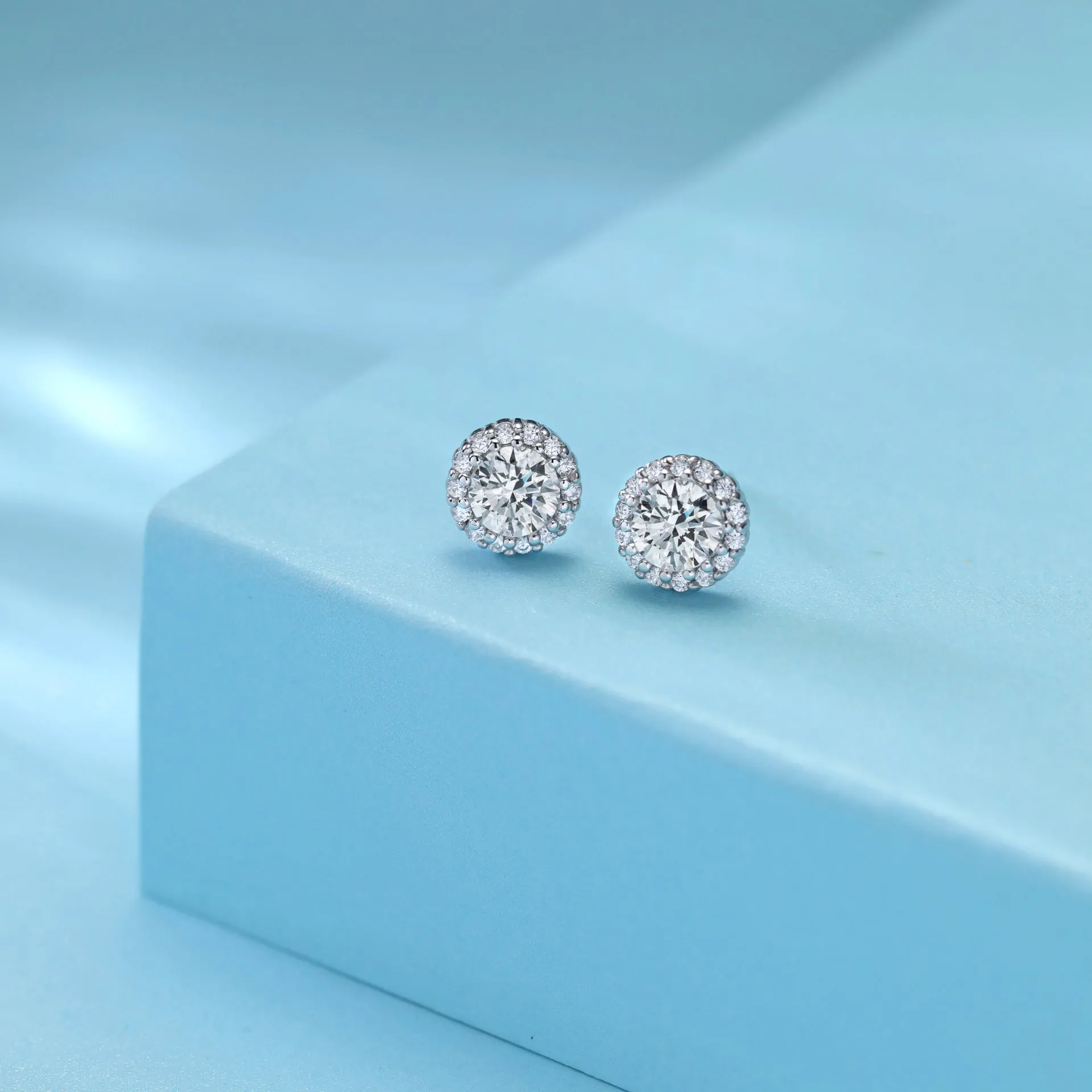 Small Round Zircon Sterling Silver Stud Earrings