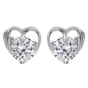 Sterling Sliver Hypoallergenic Zircon Tiny Heart Studs for Women and Girls