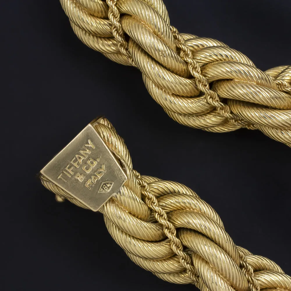 VINTAGE TIFFANY & CO 18k YELLOW GOLD ROPE BRACELET 68 gram 14.5mm 1960s 1970s